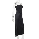 Tube Top Press Pleated Maxi Dress FL-XY23566DG