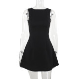 Sleeveless Solid Color Vest Mini Dress FL-YJ24027SK