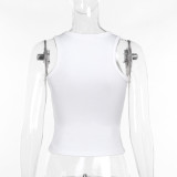 Solid Color Sleeveless Tops FL-YJ24195MHO