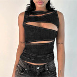 Sexy Hollow Out Sleeveless Tops FL-XY24294MHO