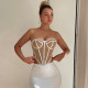 Contrast Color Wrap Chest Tops FL-YL23315DG