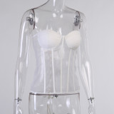 Solid Color Patchwork Tie Up Tobe Tops FL-23548P