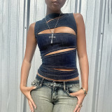 Sexy Hollow Out Sleeveless Tops FL-XY24294MHO