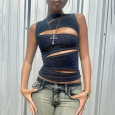 Sexy Hollow Out Sleeveless Tops FL-XY24294MHO