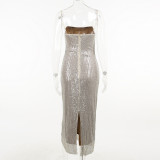 Sexy Sling Sequin Slim Maxi Dress FL-JY23394MH