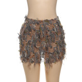 Stripe Tassel Slim Mini Skirts GZJQ-K24J49458