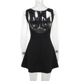 Sleeveless Solid Color Vest Mini Dress FL-YJ24027SK