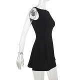 Sleeveless Solid Color Vest Mini Dress FL-YJ24027SK