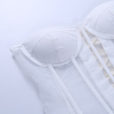 Solid Color Patchwork Tie Up Tobe Tops FL-23548P