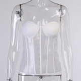 Solid Color Patchwork Tie Up Tobe Tops FL-23548P