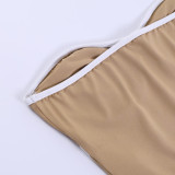 Contrast Color Wrap Chest Tops FL-YL23315DG