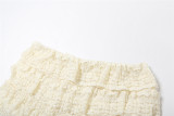 Solid Color Hollow Out Pleated Shorts Suit GZJQ-K24S48539