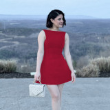 Sleeveless Solid Color Vest Mini Dress FL-YJ24027SK