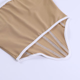 Contrast Color Wrap Chest Tops FL-YL23315DG