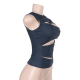 Sexy Hollow Out Sleeveless Tops FL-XY24294MHO