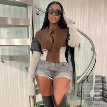 Irregular Patchwork Long Sleeve Casual Tops GZJQ-K23C40298