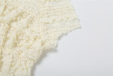 Solid Color Hollow Out Pleated Shorts Suit GZJQ-K24S48539