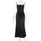 Tube Top Press Pleated Maxi Dress FL-XY23566DG