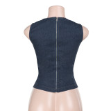 Sexy Hollow Out Sleeveless Tops FL-XY24294MHO