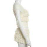 Solid Color Hollow Out Pleated Shorts Suit GZJQ-K24S48539