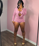 Deep V Neck Solid Color Long Sleeve Romper GZJQ-K24Q62136