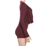 Deep V Neck Solid Color Long Sleeve Romper GZJQ-K24Q62136