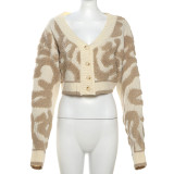 Long Sleeve V Neck Knits Sweater GZJQ-W23C33160