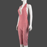 Stripe Backless Tie Up Romper GNZD-51884JHD