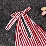 Stripe Backless Tie Up Romper GNZD-51884JHD