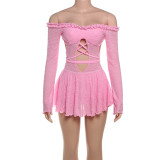 One Shoulder Hollow Out Tie Up Romper GZJQ-K24Q57218