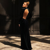 Sexy Backless Solid Color Maxi Dress XEF-K25D75286