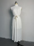 Solid Color Sleeveless Tie Up Maxi Dress GCNE-TR266