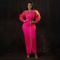 Hot Drill Bubble Sleeve Maxi Dress CYA-901882