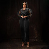 Hot Drill Bubble Sleeve Maxi Dress CYA-901882