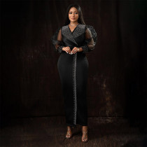 Hot Drill Bubble Sleeve Maxi Dress CYA-901882