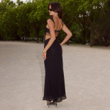 Sexy Sleeveless Sling Tassel Maxi Dress XEF-K25D76345