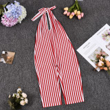 Stripe Backless Tie Up Romper GNZD-51884JHD