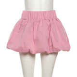 Solid Color Bubble Mini Skirt DLSF-K24J46609