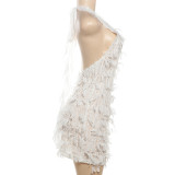 V Neck Backless Solid Mini Dress DLSF-K24D46899
