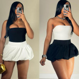 Solid Color Bubble Mini Skirt DLSF-K24J46609