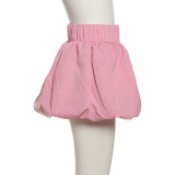 Solid Color Bubble Mini Skirt DLSF-K24J46609