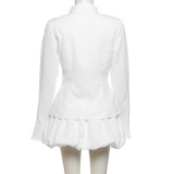 Solid Color Long Sleeve Shirt Two Piece Skirts Set DLSF-K24S51277