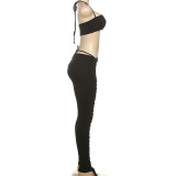 Tie Up Halterneck Vest Bandage Pants Suit DLSF-K24S77149