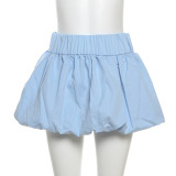 Solid Color Bubble Mini Skirt DLSF-K24J46609