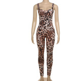 Leopard Print Sling Backless Jumpsuit  DLSF-K24Q59758