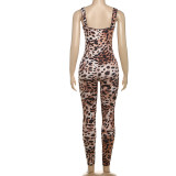 Leopard Print Sling Backless Jumpsuit  DLSF-K24Q59758