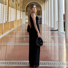 Solid Color Slash Shoulder Maxi Dress DLSF-K24D45400