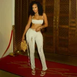 Tie Up Halterneck Vest Bandage Pants Suit DLSF-K24S77149
