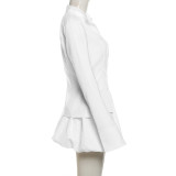 Solid Color Long Sleeve Shirt Two Piece Skirts Set DLSF-K24S51277