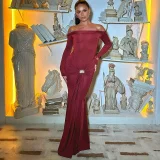 One Shoulder Long Sleeve Maxi Dress GYME-K24D58051
